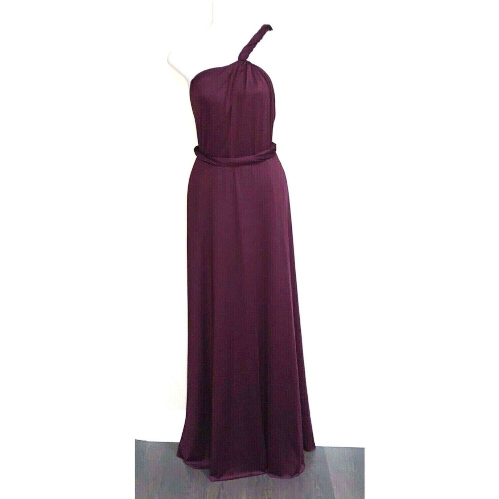 NWT~Lulus One Shoulder Jersey Maxi Dress Burgundy Red ~S